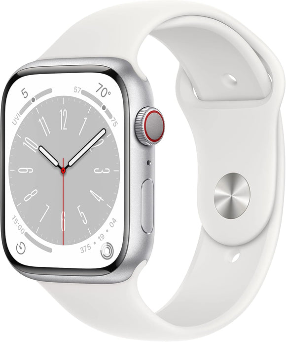 Apple Watch Series 8 GPS + Cellular 41mm Aluminum Silver Case + White Strap